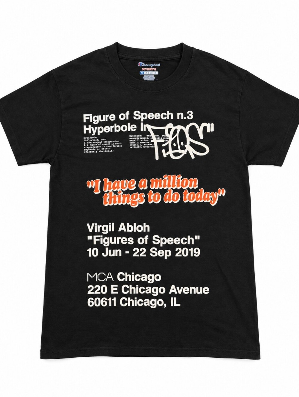 Virgil Abloh MCA Chicago “Figures of Speech” Champion Graphic Tee – Black